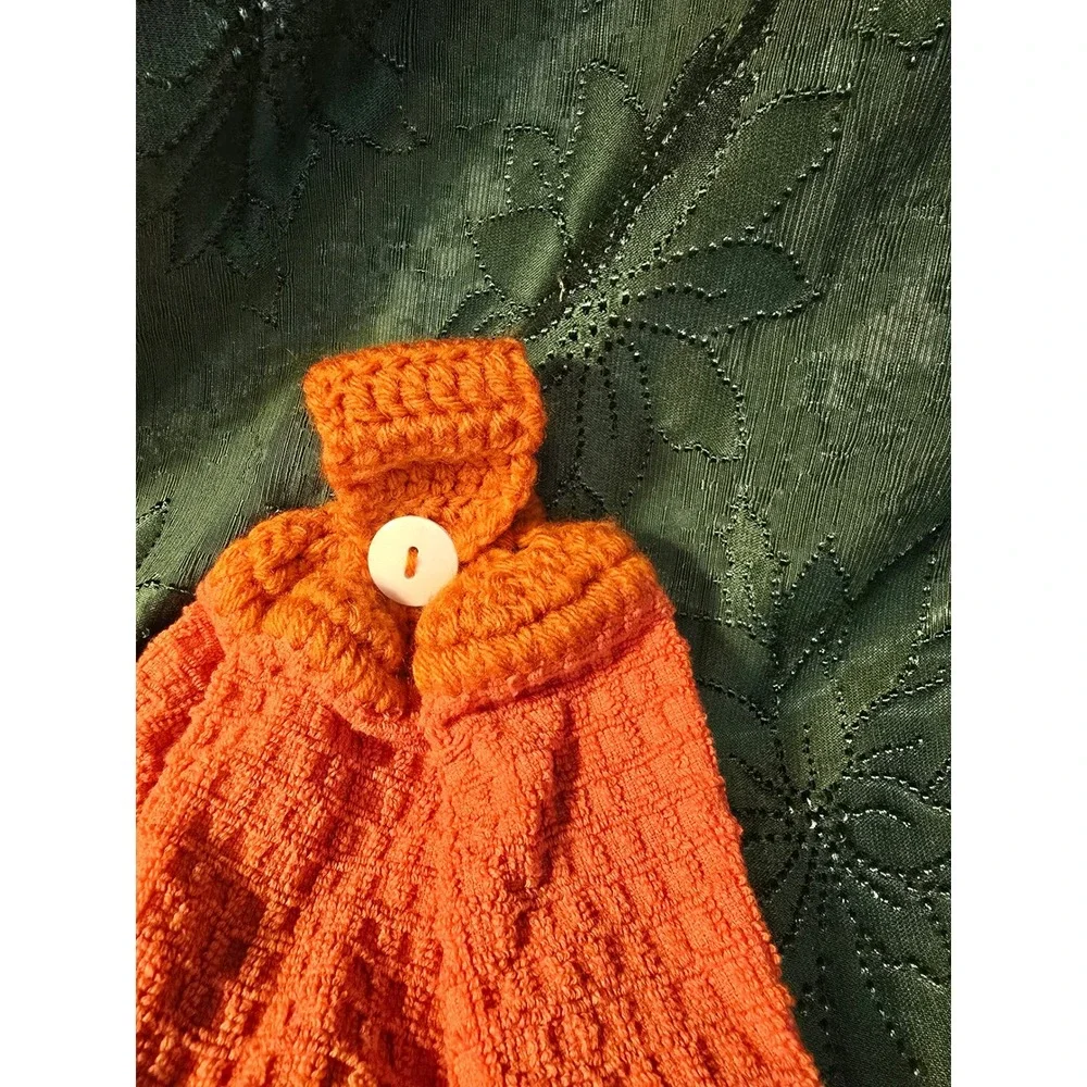 Kitchen towel apple cider served here orange crochet hanger with‎ Button/0450